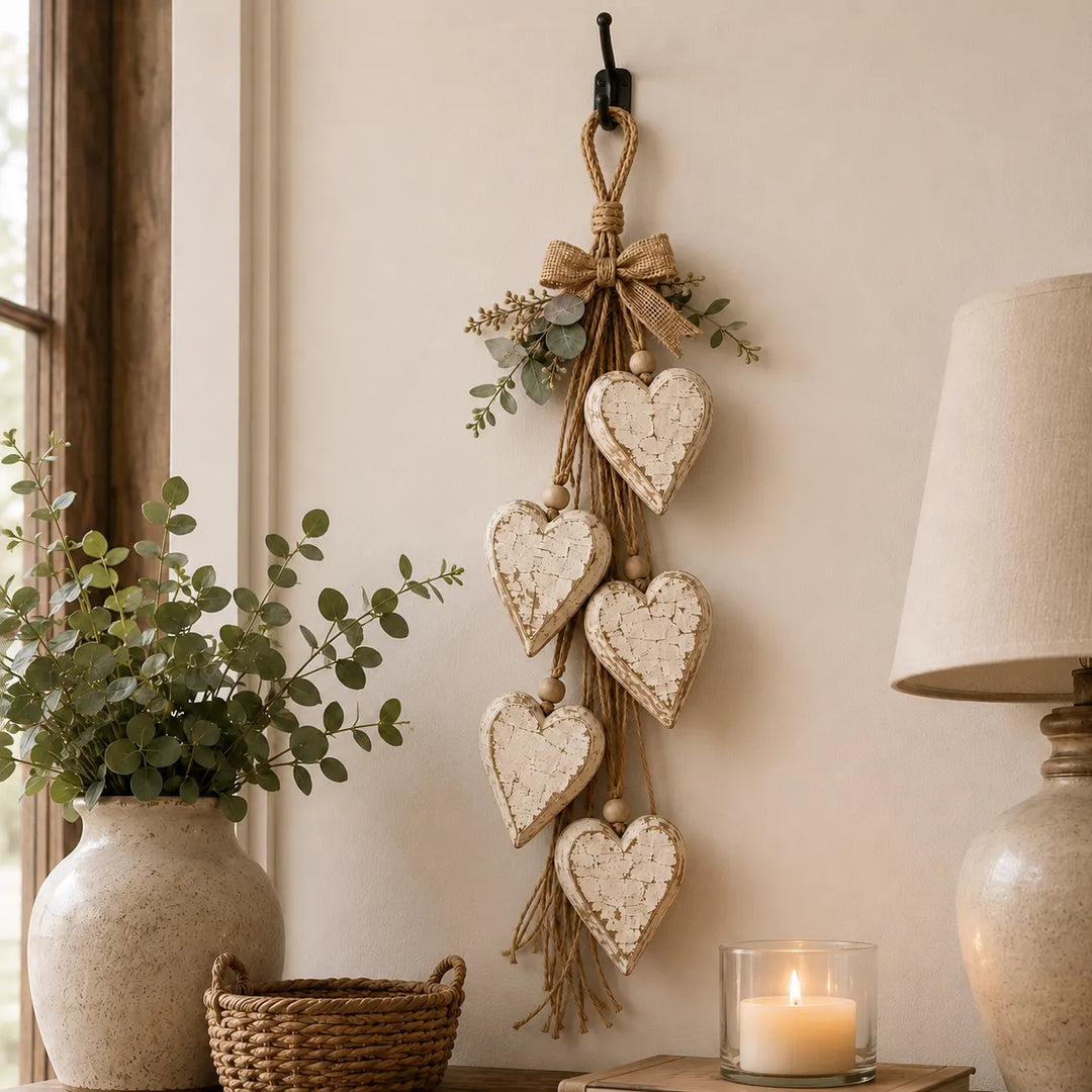 Alinora - Verwitterte Heart-Tassel-Wanddekoration