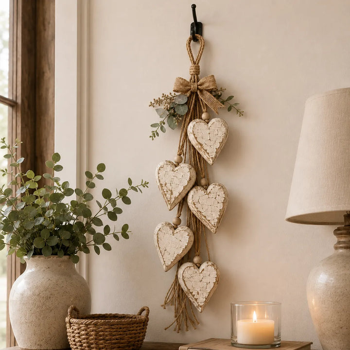 Alinora - Verwitterte Heart-Tassel-Wanddekoration