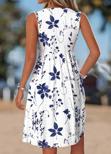 Tilly - Florales A-Linien-Kleid mit Twist-Detail vorn