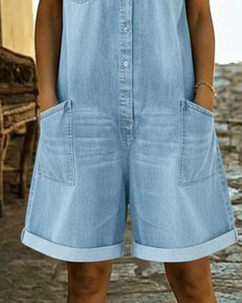 Ysmeria - Denim-Jumpsuit mit Knopfleiste vorn