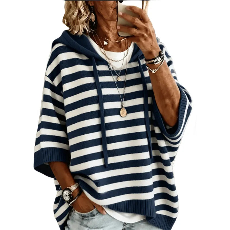 Leontine - Gestreifter Strickhoodie