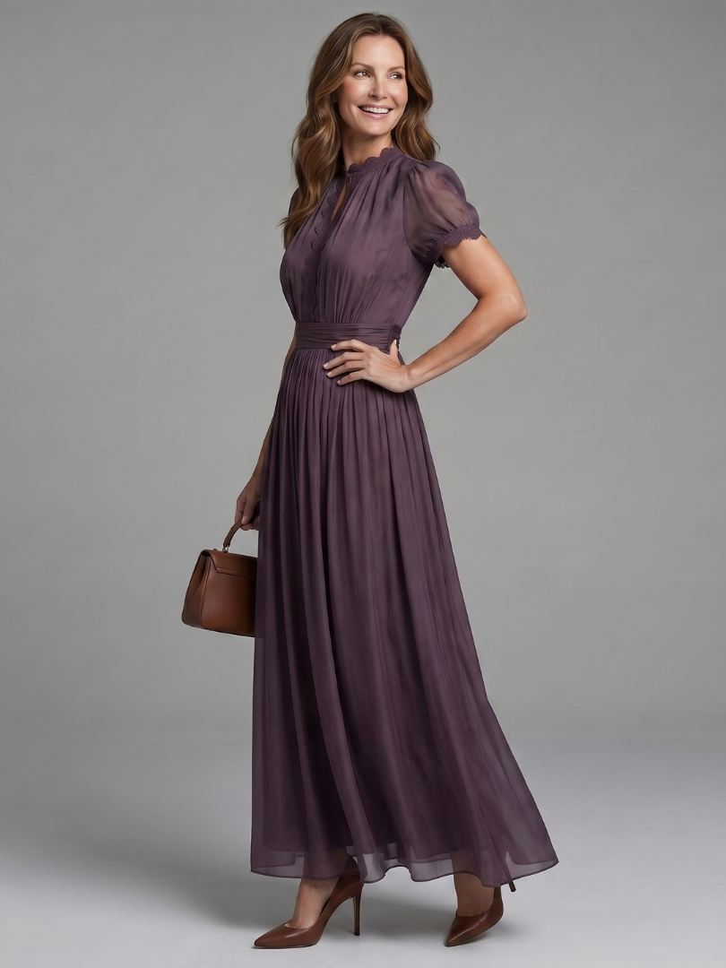 Jovelle - plissiertes Maxikleid mit weichem Griff