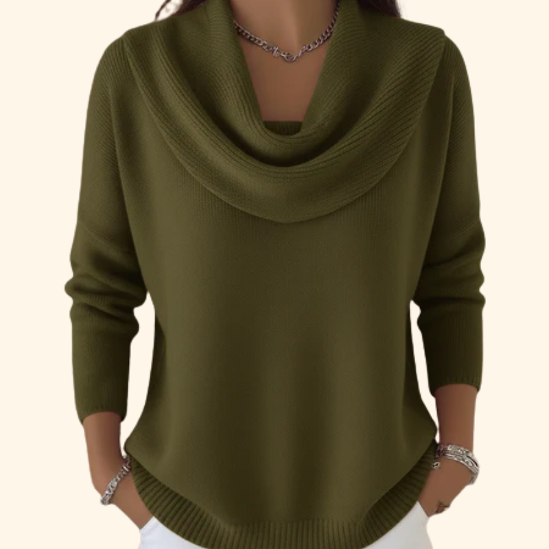 Mirelia - Drapierter Wasserfallkragen-Pullover