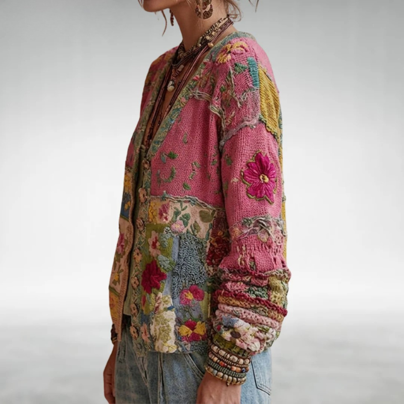 Celestara - Softtouch-Patchwork-Strickjacke