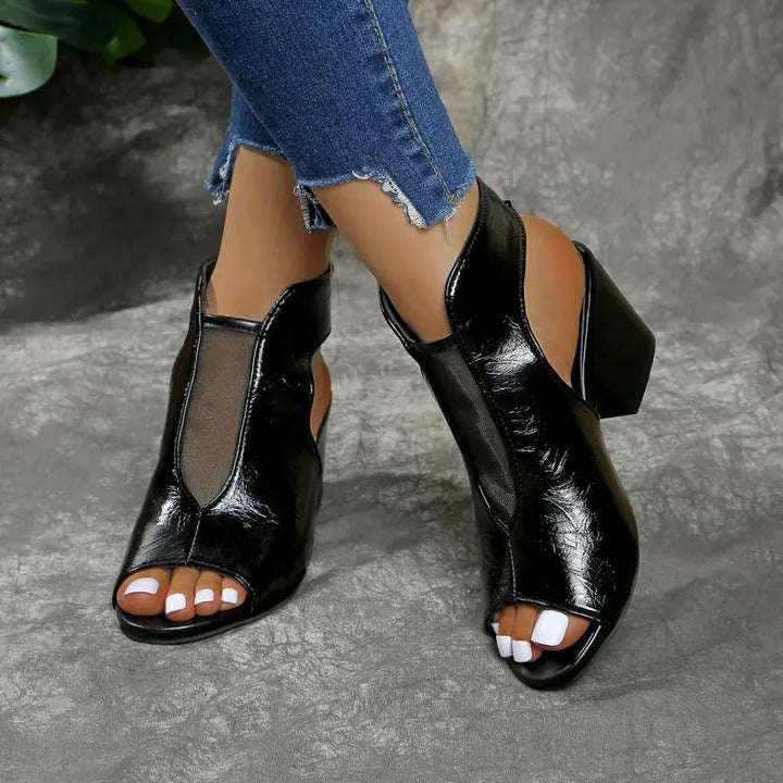 Vasilisa - Peep-Toe-Sandalen mit Blockabsatz