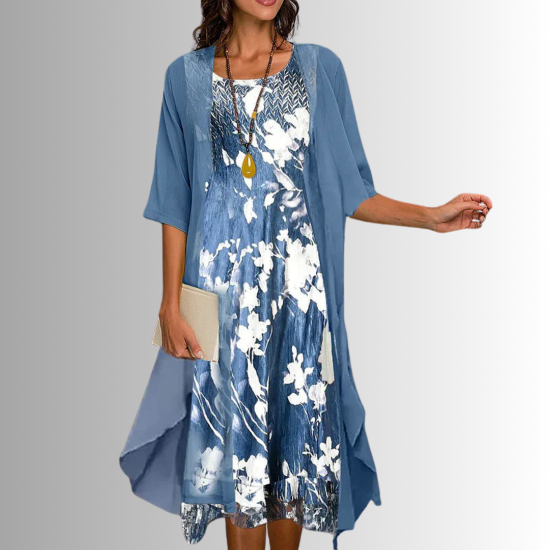 Delavelle - Elegantes, mehrlagiges Midikleid-Set