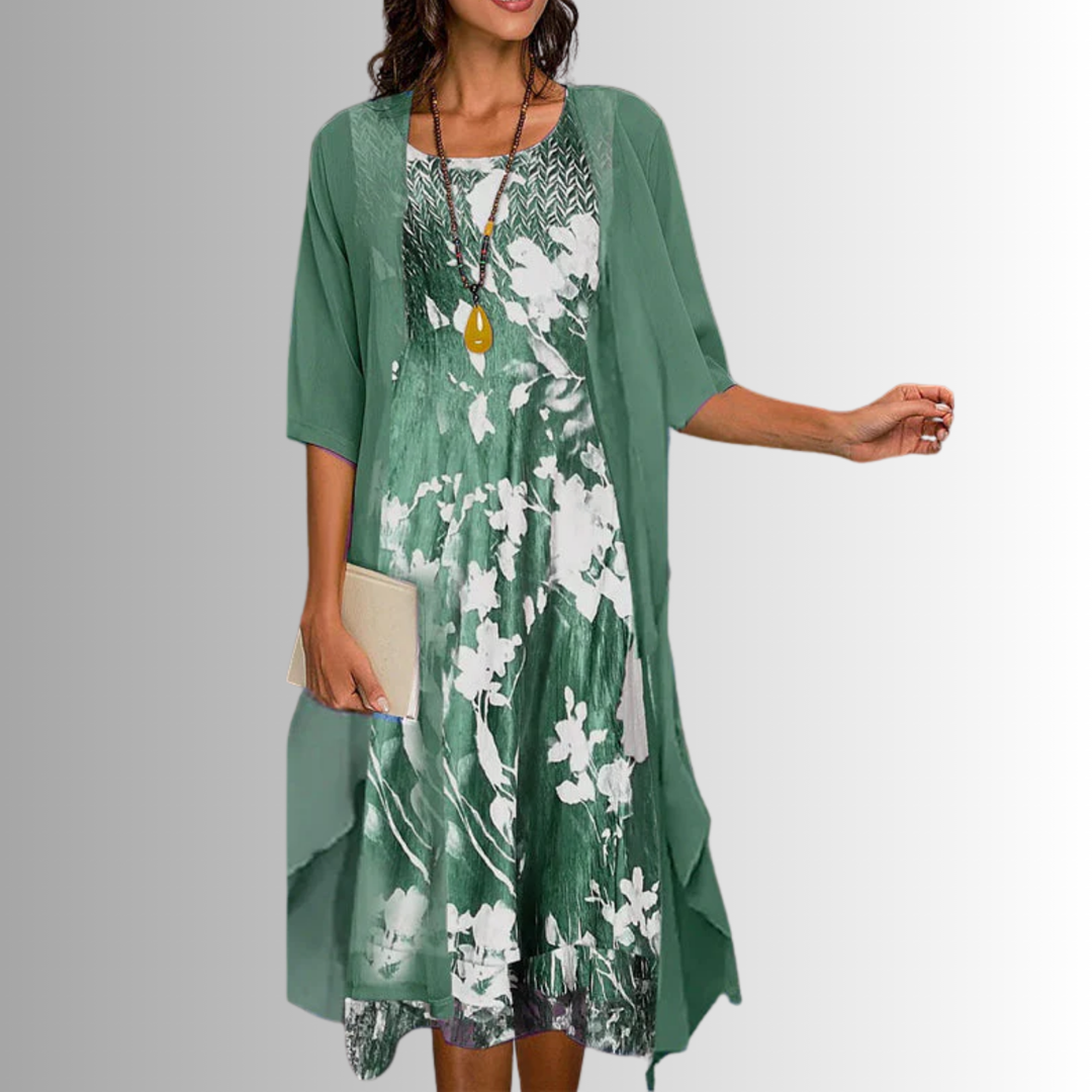 Delavelle - Elegantes, mehrlagiges Midikleid-Set