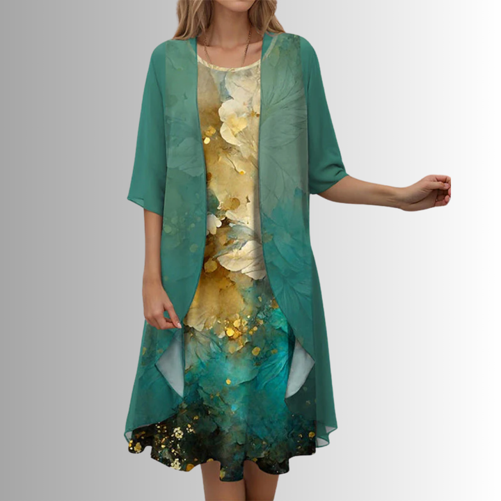 Delavelle - Elegantes, mehrlagiges Midikleid-Set