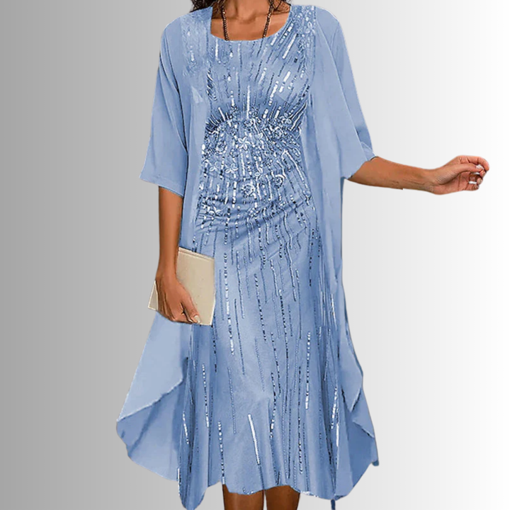 Delavelle - Elegantes, mehrlagiges Midikleid-Set