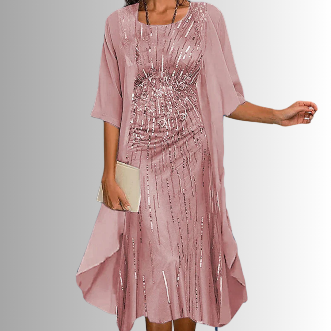 Delavelle - Elegantes, mehrlagiges Midikleid-Set