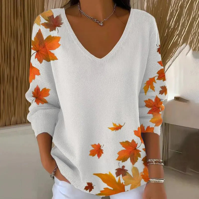 Carivella - Legerer Strickpullover mit Ahornblatt-Motiv