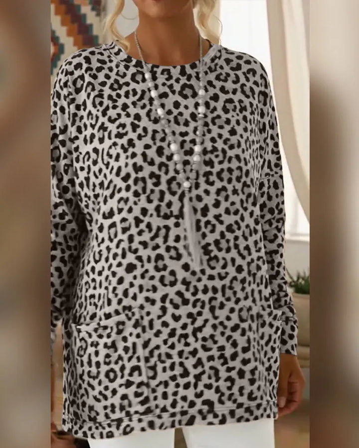 Calivelle - Soft-Touch-Langarmshirt mit Leopardenmuster