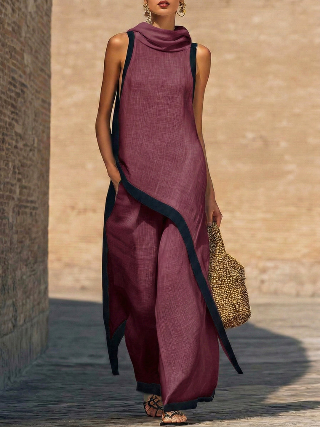 Maranta - Set aus asymmetrischer Tunika und Wide-Leg-Hose