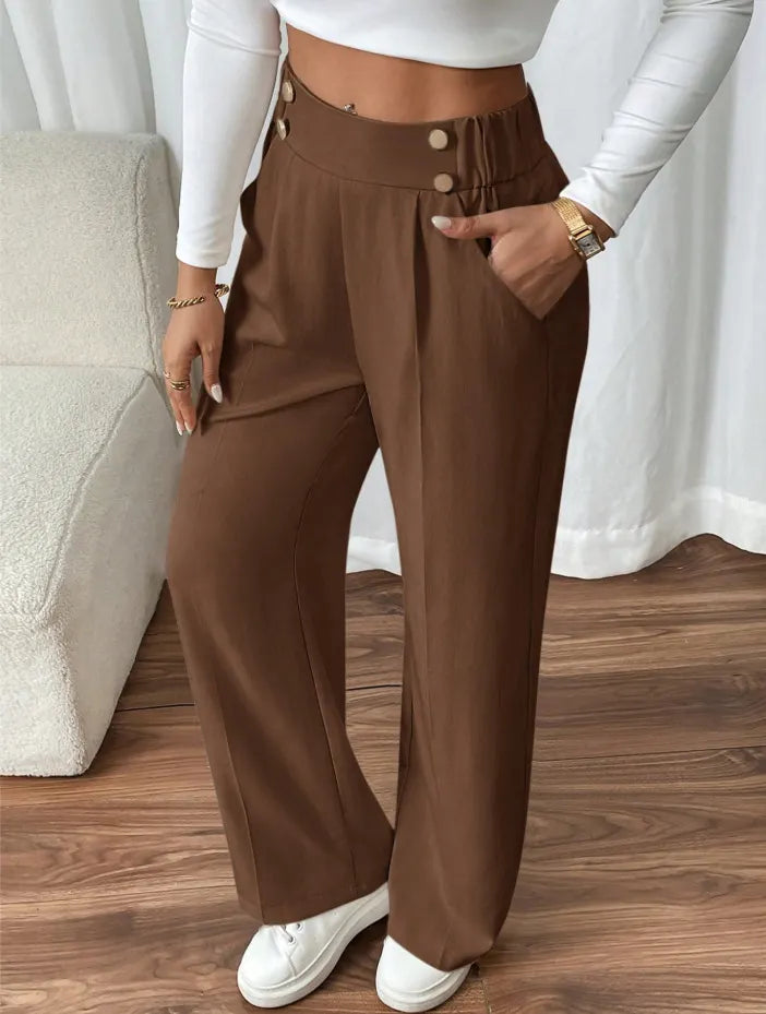 Ashlena - Hochtaillierte, weit geschnittene Soft-Touch-Hose
