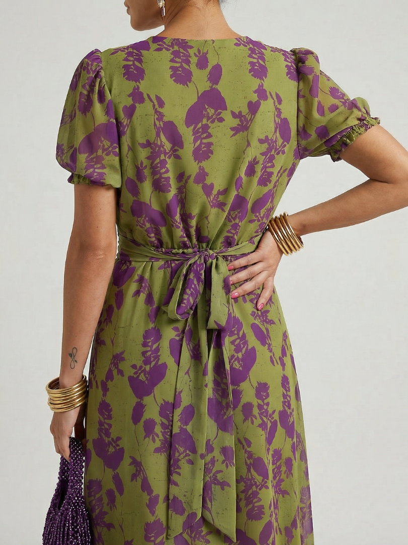 Odetta - Florales Soft-Touch-Wickel-Midikleid