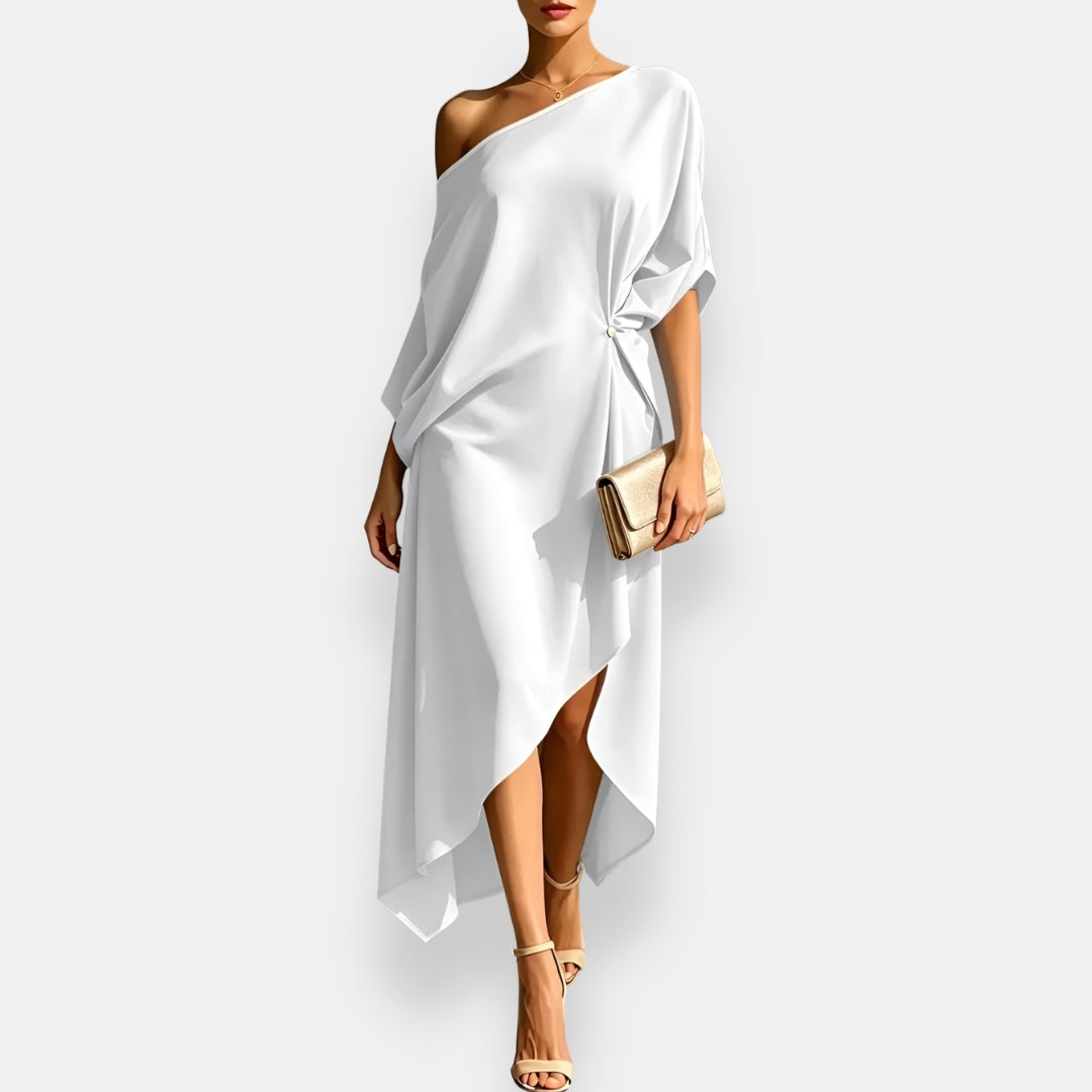 Edwina - Fließend fallendes asymmetrisches Abendkleid