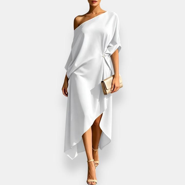 Edwina - Fließend fallendes asymmetrisches Abendkleid