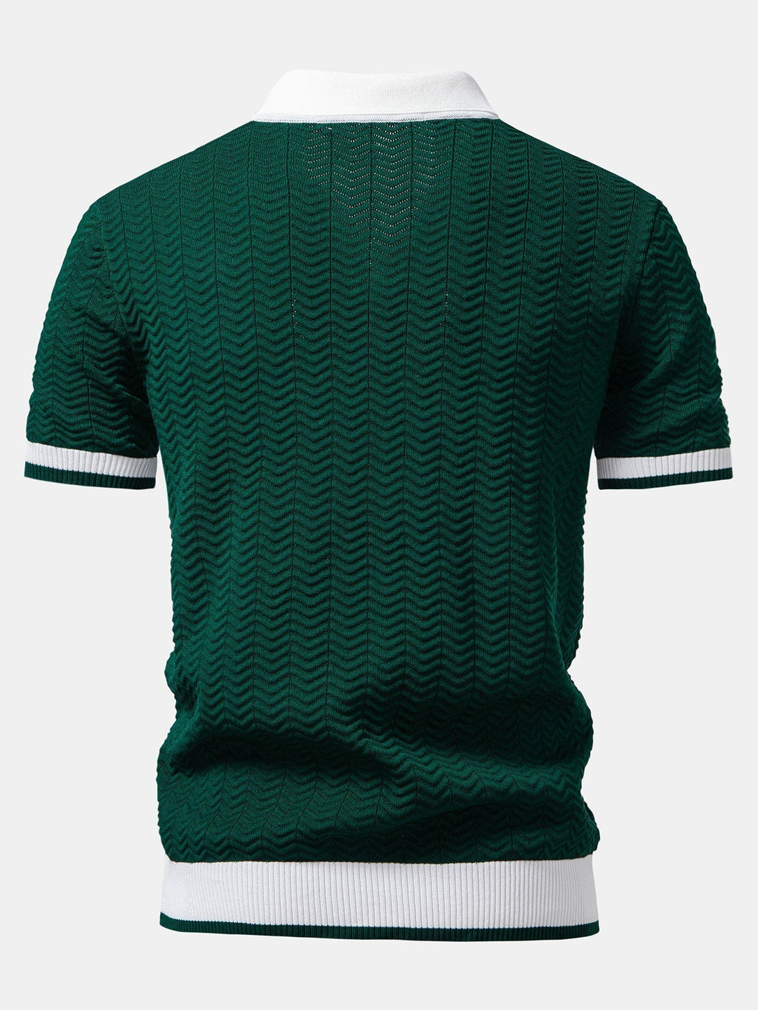 Arleno - Strukturiertes Strickpoloshirt mit V-Ausschnitt