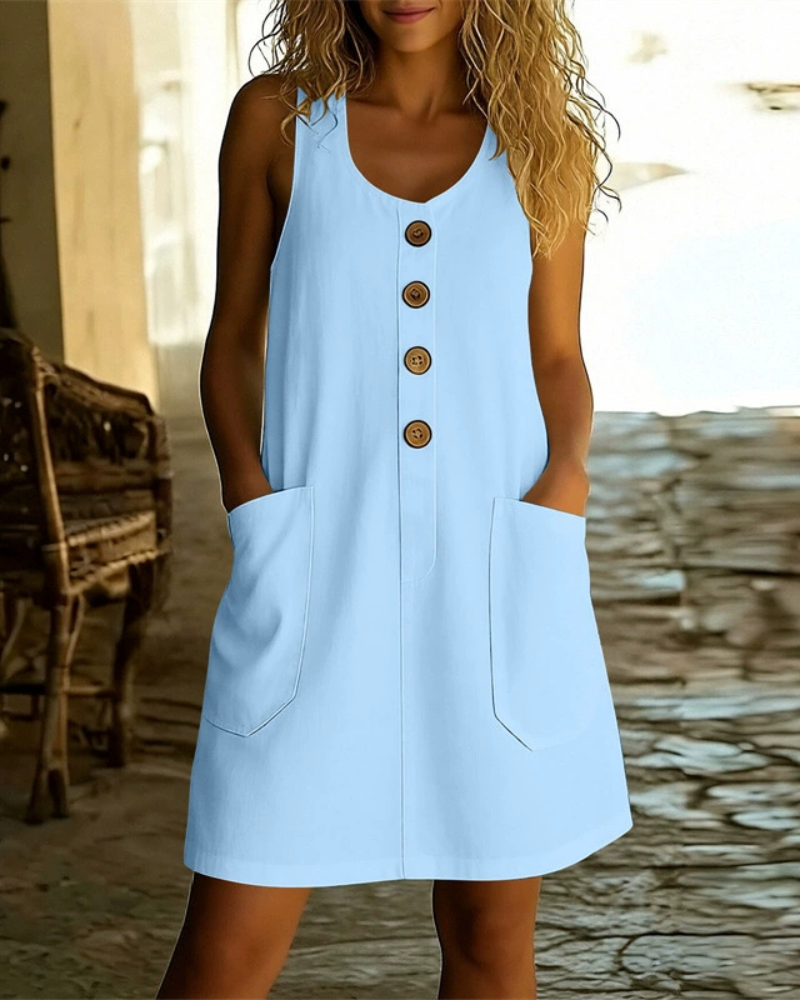 Katelin - Luftiges Sommerkleid mit durchgehender Knopfleiste