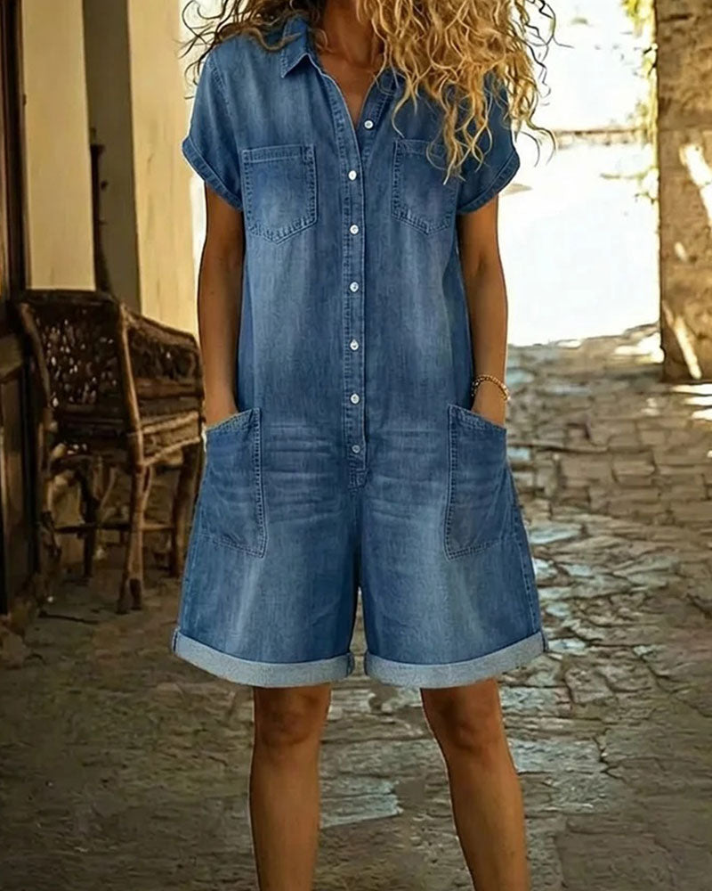 Ysmeria - Denim-Jumpsuit mit Knopfleiste vorn