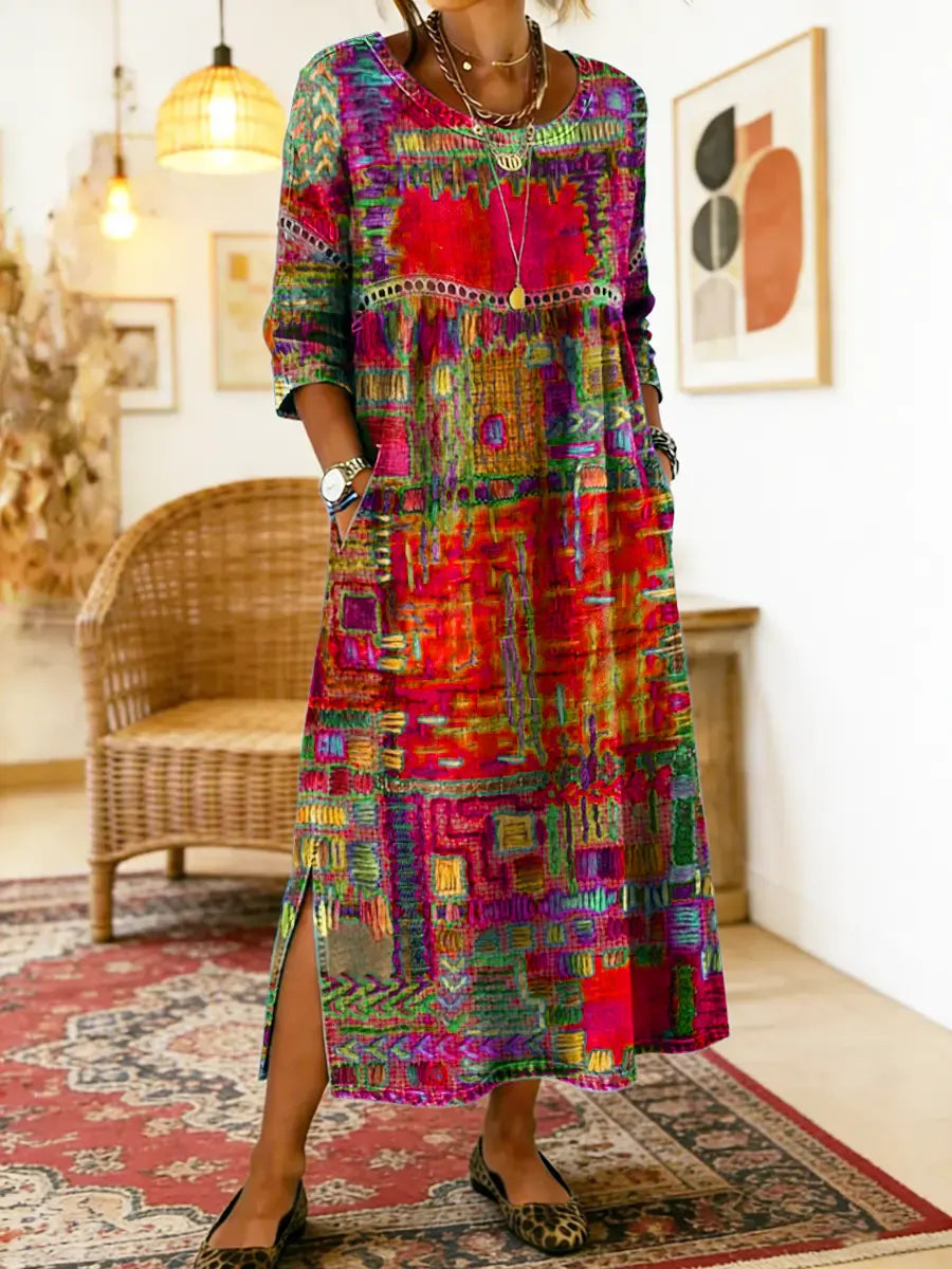 Maelle - Bedrucktes, locker geschnittenes Midikleid