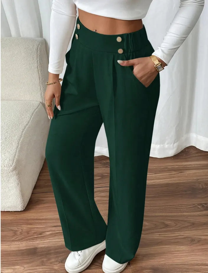 Ashlena - Hochtaillierte, weit geschnittene Soft-Touch-Hose