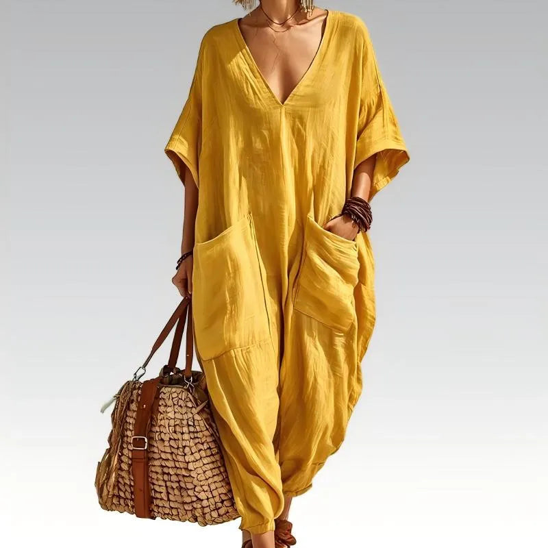 Evelisse - Luftiger Jumpsuit mit Fledermausärmeln und Taschen