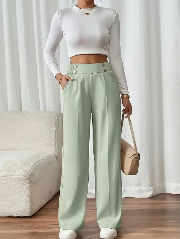 Ashlena - Hochtaillierte, weit geschnittene Soft-Touch-Hose