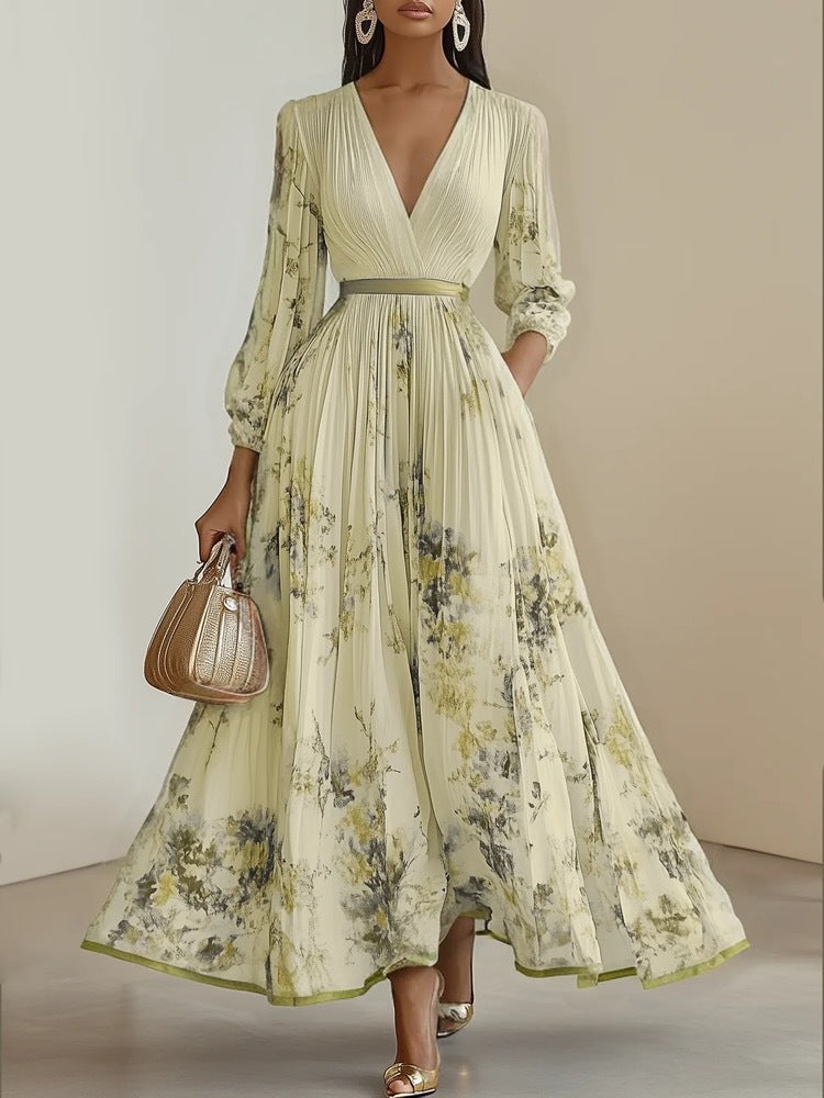 Nadia - Florales plissiertes Midikleid