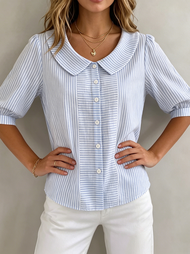 Xandria - Gestreifte Bluse mit Knopfleiste