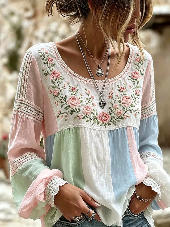 Tressalia - Bestickte Leinenbluse