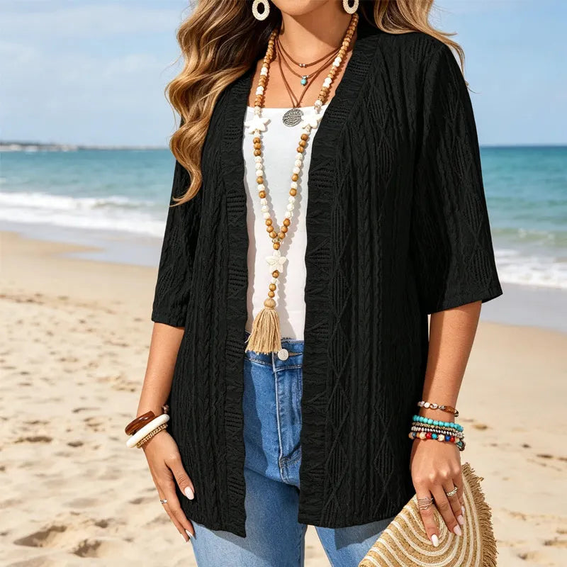 Delienne - Weiche Ajour-Strickjacke