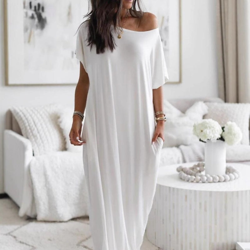 Adalynne - Lässiges schulterfreies Maxikleid