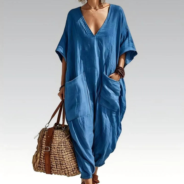 Evelisse - Luftiger Jumpsuit mit Fledermausärmeln und Taschen