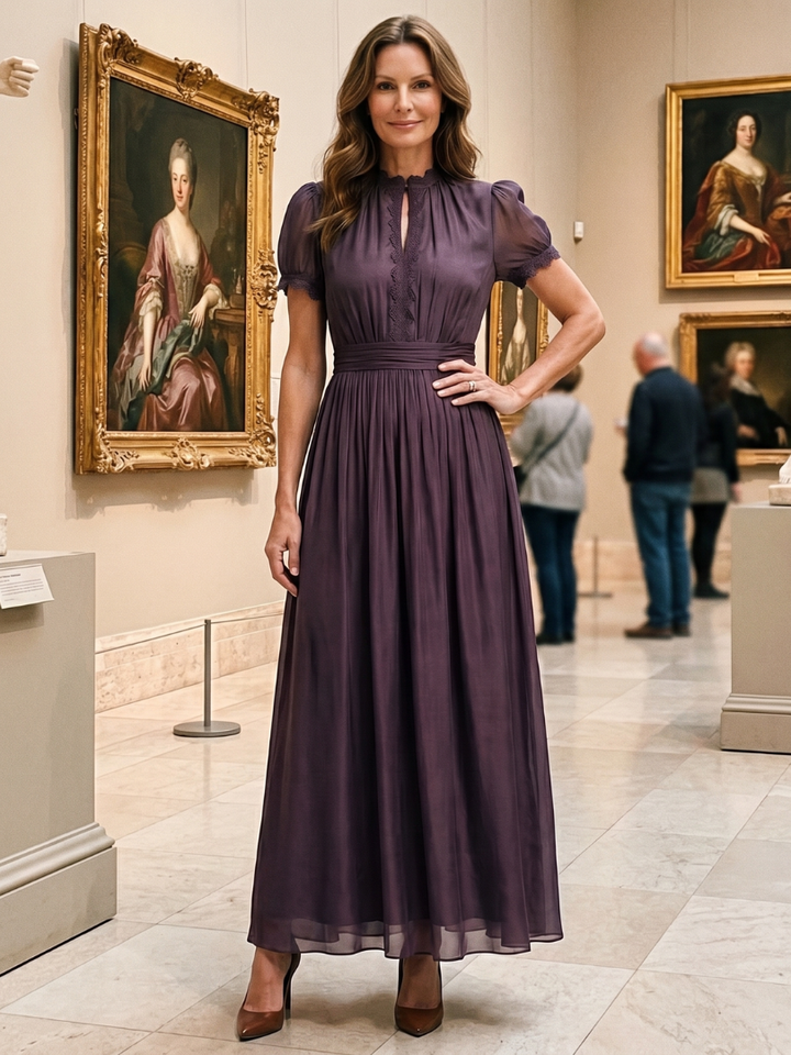 Jovelle - plissiertes Maxikleid mit weichem Griff