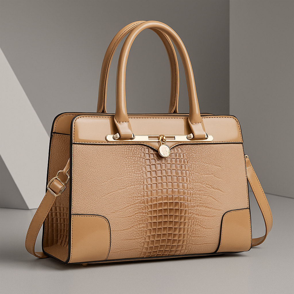 Aeryn - Formstabile Handtasche mit Kroko-Prägung
