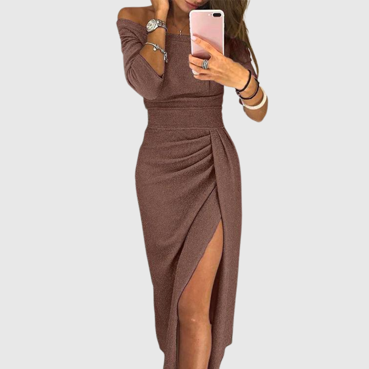 Lylah - Drapiertes Neckholder-Maxikleid