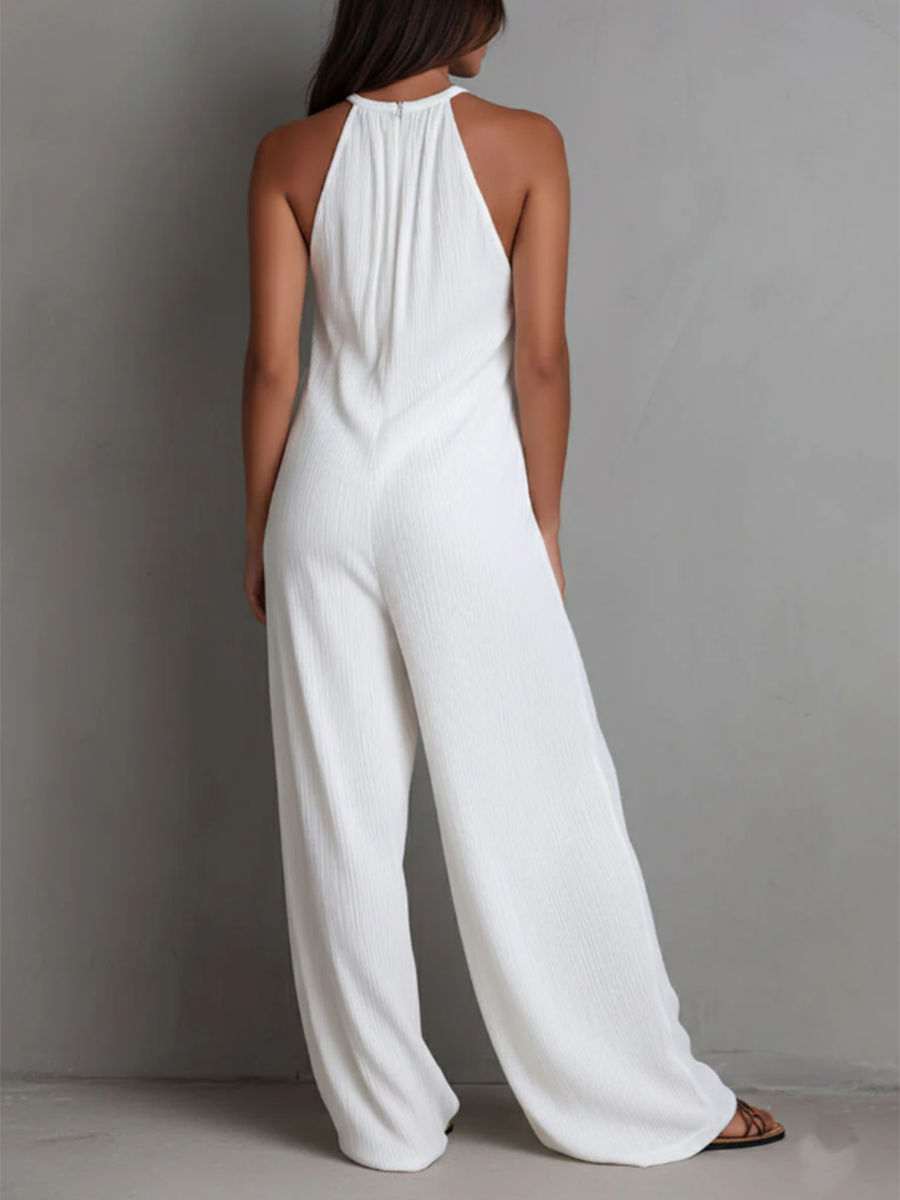 Rosira - Strukturierter Leinen-Jumpsuit