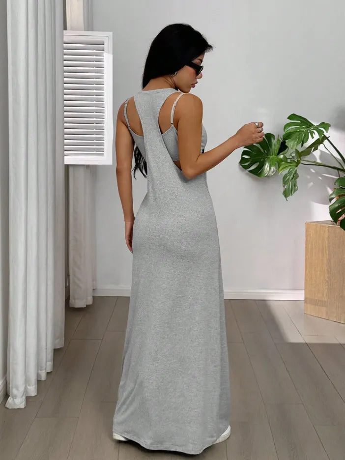 Evania - Zweiteiliges Maxikleid-Set im Lagenlook