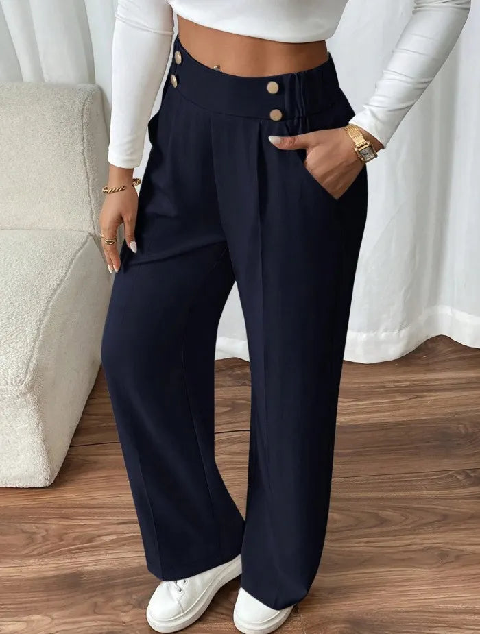 Ashlena - Hochtaillierte, weit geschnittene Soft-Touch-Hose