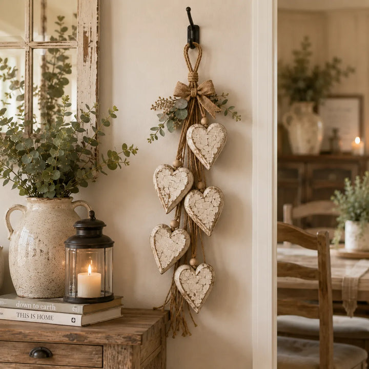 Alinora - Verwitterte Heart-Tassel-Wanddekoration