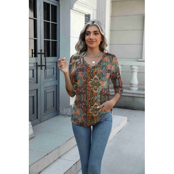 Arianwen - Soft-Touch-Bluse mit V-Ausschnitt