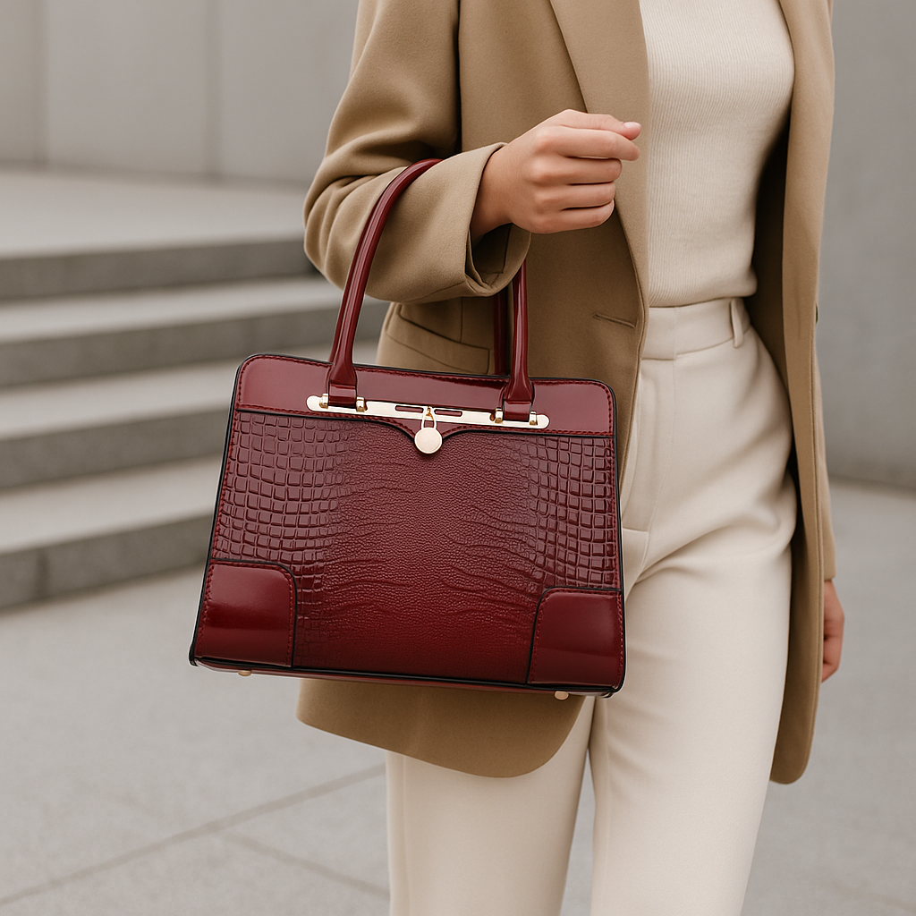 Aeryn - Formstabile Handtasche mit Kroko-Prägung