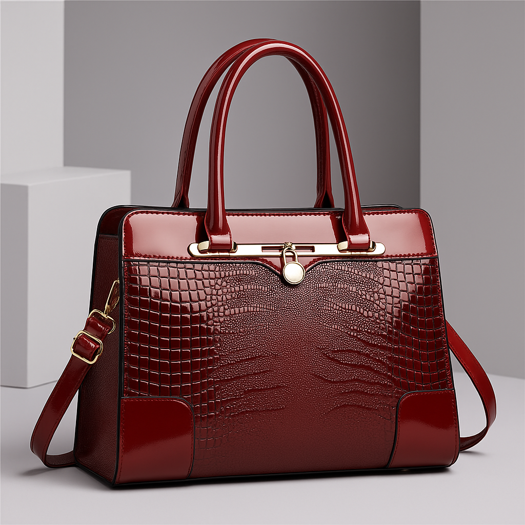 Aeryn - Formstabile Handtasche mit Kroko-Prägung