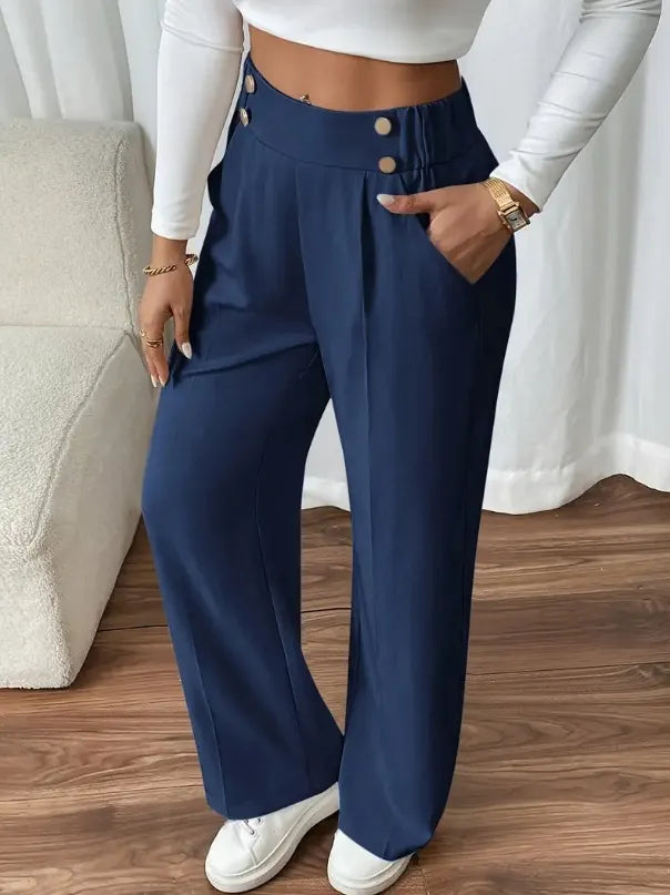 Ashlena - Hochtaillierte, weit geschnittene Soft-Touch-Hose