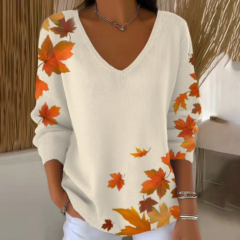 Carivella - Legerer Strickpullover mit Ahornblatt-Motiv