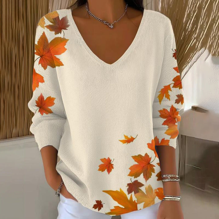 Carivella - Legerer Strickpullover mit Ahornblatt-Motiv