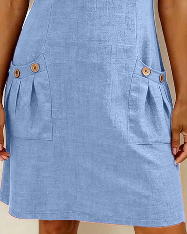 Ravelle - Soft-Touch-Leinen A-Linien-Kleid