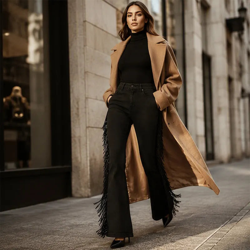 Fiorenne - Schlaghose mit Fransen im Western-Stil