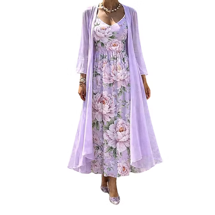 Asteria - Zweiteiliges Set mit floralem Maxikleid
